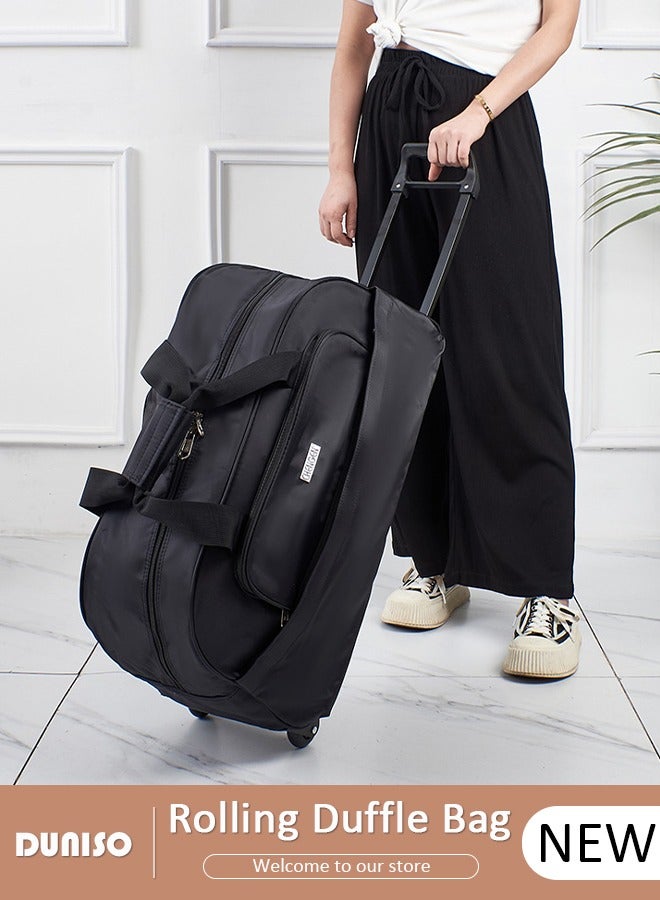 DUNISO Rolling Duffle Bag with 2 Wheels, Holdall Carry on Bag, Lightweight Trolley Bag, Waterproof & Large Capacity Luggage Bag for Women, Men, Short Trip, Overnight Business Travel  - Image 1