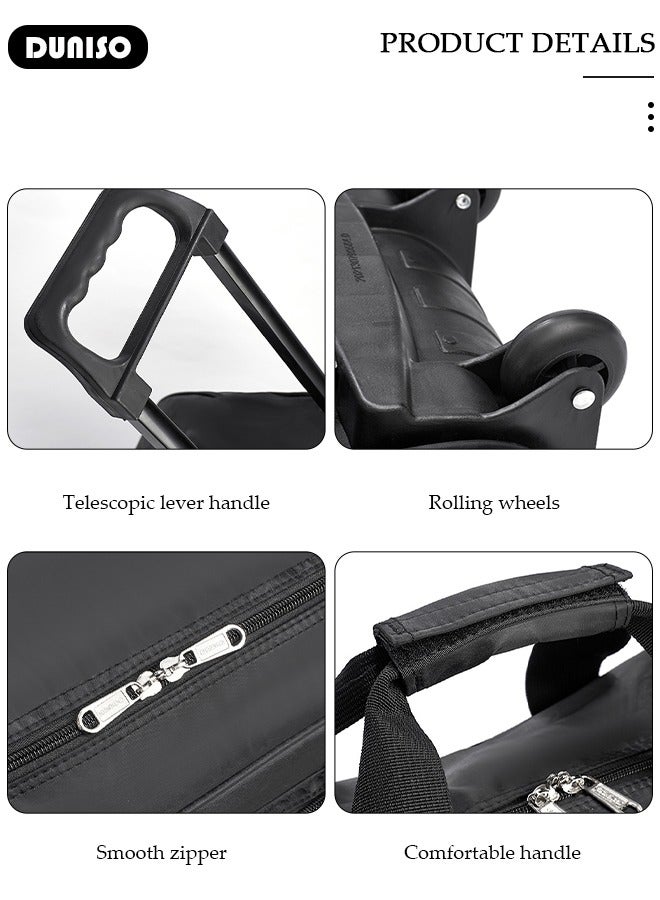 DUNISO Rolling Duffle Bag with 2 Wheels, Holdall Carry on Bag, Lightweight Trolley Bag, Waterproof & Large Capacity Luggage Bag for Women, Men, Short Trip, Overnight Business Travel  - Image 2