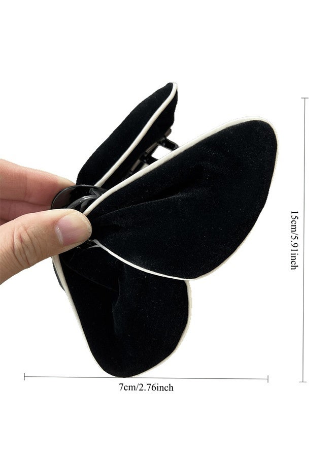 مشابك شعر أنيقة من الفرو الناعم على الطراز الفرنسي لفصل الشتاء والربيع والعام الجديد - تتميز بدبابيس شعر مخملية ناعمة على شكل فراشة وسمكة قرش للنساء كهدية. - Image 2