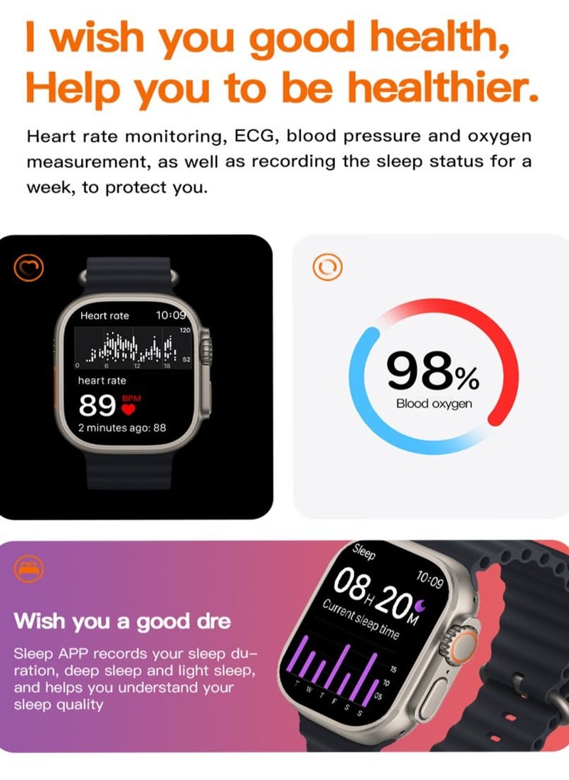 AROAQ - T900 Ultra Wireless Charging New Features Super Fast New Smart Watch Orange - Image 1