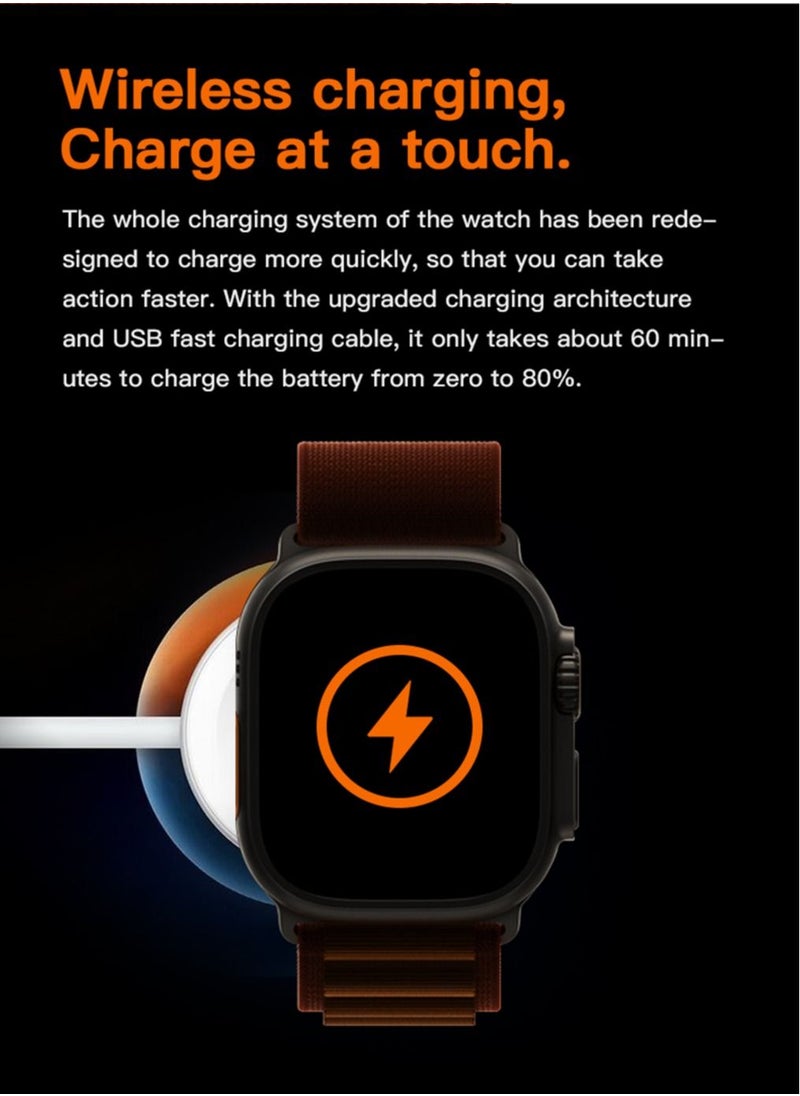 AROAQ - T900 Ultra Wireless Charging New Features Super Fast New Smart Watch Orange - Image 1