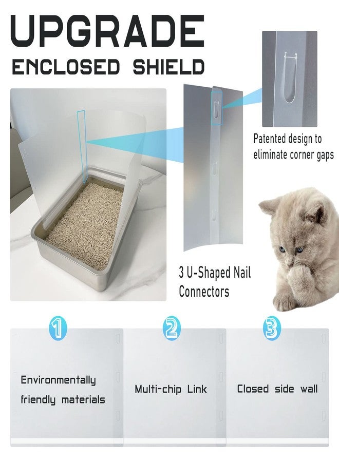 AAiphuwew 3 Pcs Connectable Cat Litter Box Pee Shields High Side Easy Cleaning Anti-Splashing Litter Pan Shield - Litter Box Not Included - Image 2
