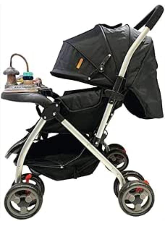 عربة أطفال وكرسي قائم بذاته من جوما مع درع قابل للطي (أسود)