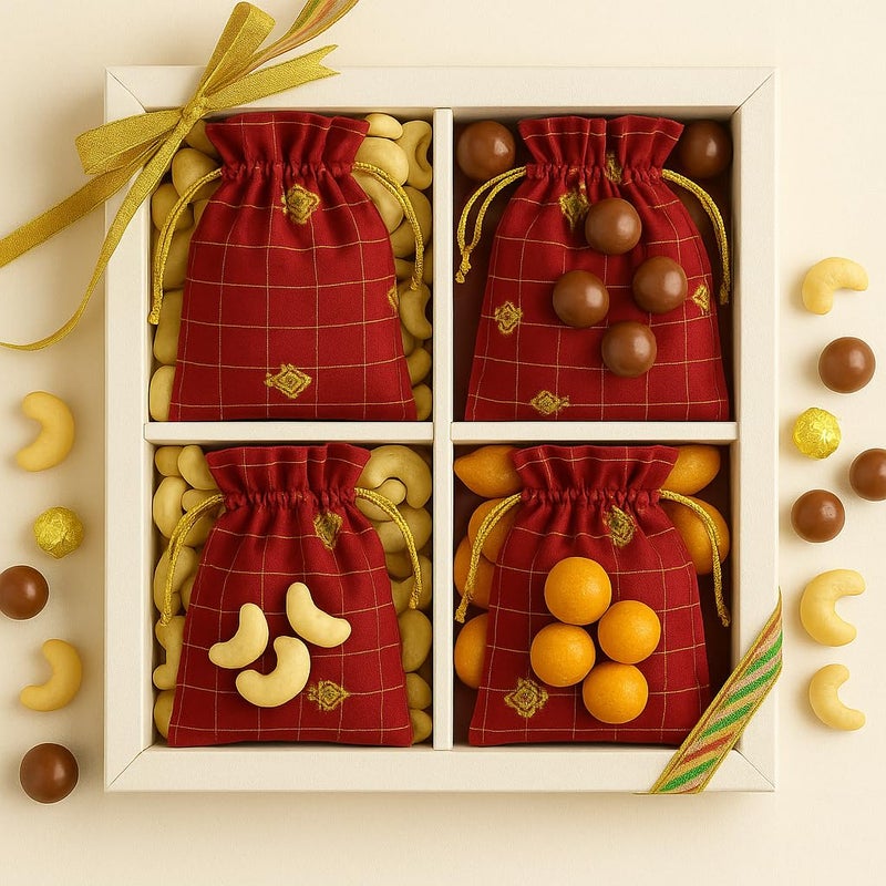 KitchEase Red Silk Potli Bags for Return Gifts | Elegant Drawstring Gift Pouches for Chocolates Dry Fruits Jewelry | Reusable Wedding Party Favor Bags | Traditional Festive Diwali Gift Packing Bags - Image 5