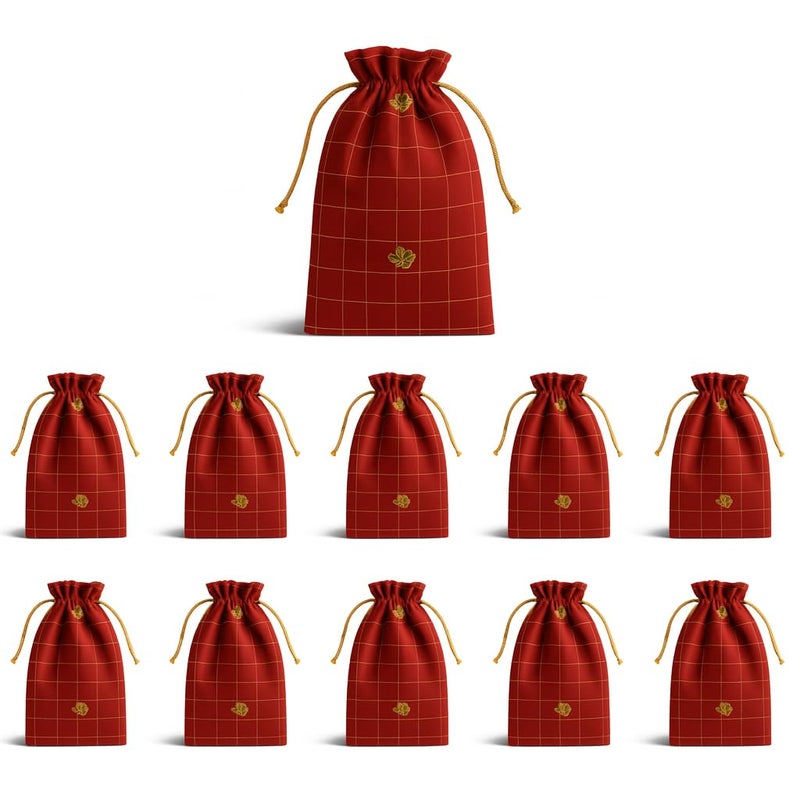 KitchEase Red Silk Potli Bags for Return Gifts | Elegant Drawstring Gift Pouches for Chocolates Dry Fruits Jewelry | Reusable Wedding Party Favor Bags | Traditional Festive Diwali Gift Packing Bags - Image 1