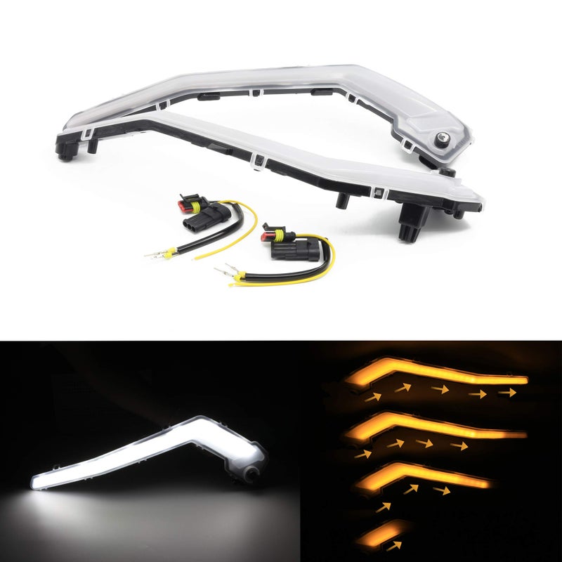 CPOWACE Front Signature Light with Flashing Light Compatible with Can Am Maverick X3 XDS XRS Max Turbo R 2017-2025 Replace for 710004994 710004995 Driving Light with Yellow Flowing Turn Signal Lights