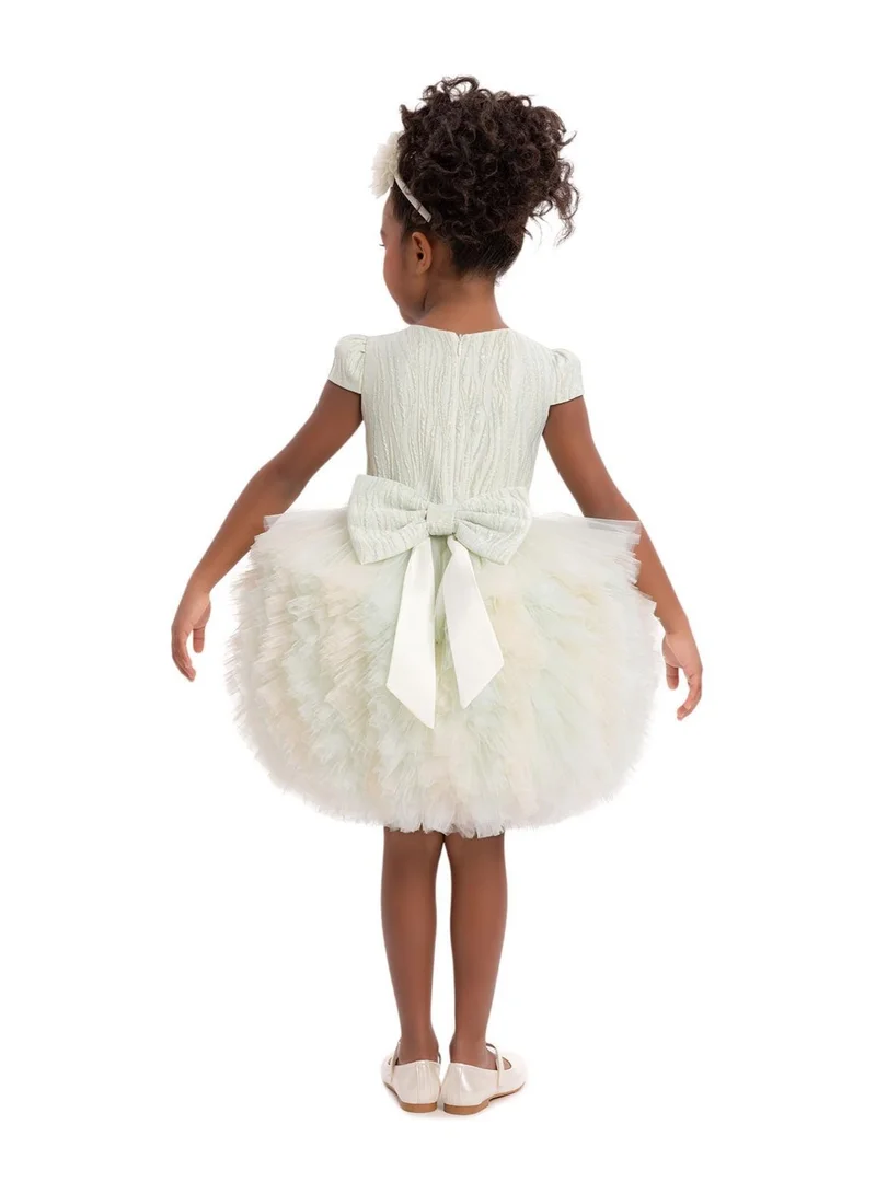 VIA BAMBINO Girls' Ruffled Tulle Dress White