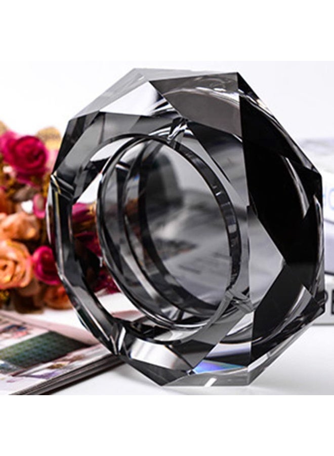 منفضة سجائر من الزجاج الكريستالي من جافيوست، حامل منفضة سجائر للمكتب والمنزل، علبة سيجار، صينية ديكور لتزيين سطح الطاولة، منفضة سجائر للهدايا (أسود) - Image 4