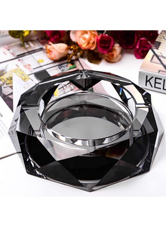 منفضة سجائر من الزجاج الكريستالي من جافيوست، حامل منفضة سجائر للمكتب والمنزل، علبة سيجار، صينية ديكور لتزيين سطح الطاولة، منفضة سجائر للهدايا (أسود) - Image 1