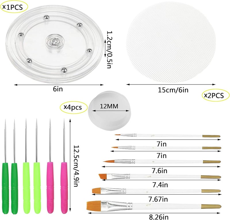 TOSPARTY Cookie Decorating Kit Supplies Including 1 Acrylic Turntable 6 Scribe Needle 2 Silicone Mesh Mats 6 Cookie Decoration Brushes 4 Rubber Feet Bumpers - Image 2
