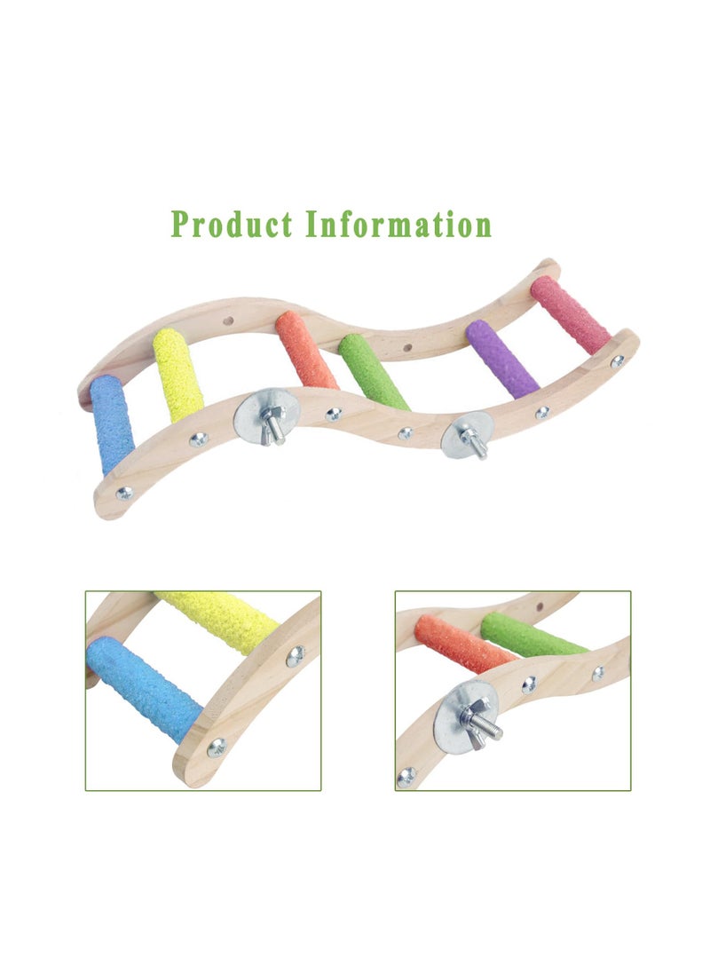 Bird Ladder Bridge, Wooden Bird Beak Climbing Ladder Parrot Hamster Climbing Bridge Animals Beak Grinding Foot Claws Trimmer Stand Bird Perch Squirrel Sugar Gliders Climbing Ladder Toys