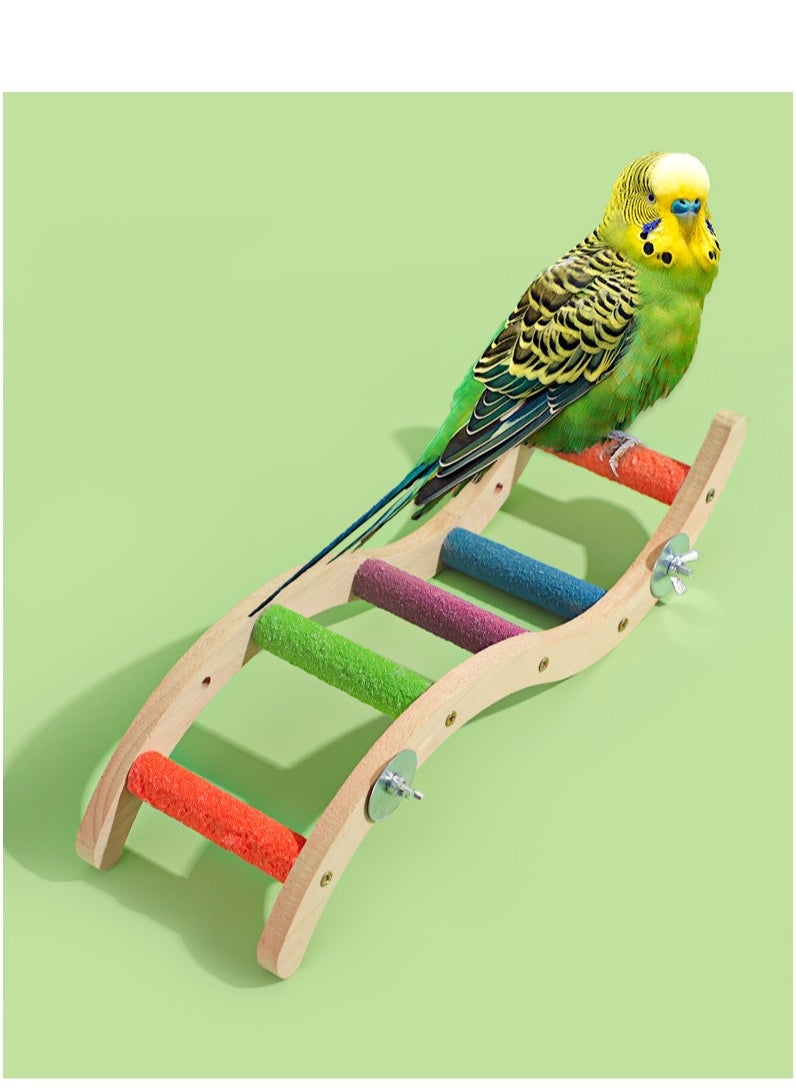 Bird Ladder Bridge, Wooden Bird Beak Climbing Ladder Parrot Hamster Climbing Bridge Animals Beak Grinding Foot Claws Trimmer Stand Bird Perch Squirrel Sugar Gliders Climbing Ladder Toys