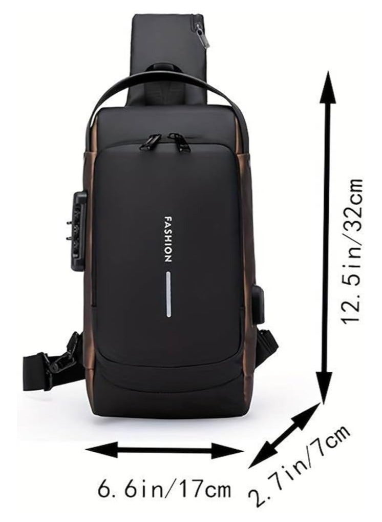 Generic UNISEX Sling Shoulder Backpack USB Charging Sport Sling Anti-Theft Shoulder Bag, Waterproof Crossbody Bags Chest Daypack for Hiking Cycling Travelling Outdoor - Image 2