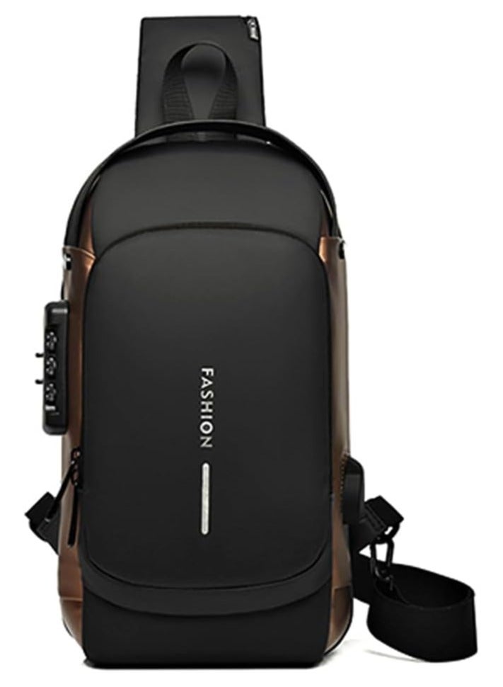 Generic UNISEX Sling Shoulder Backpack USB Charging Sport Sling Anti-Theft Shoulder Bag, Waterproof Crossbody Bags Chest Daypack for Hiking Cycling Travelling Outdoor - Image 1