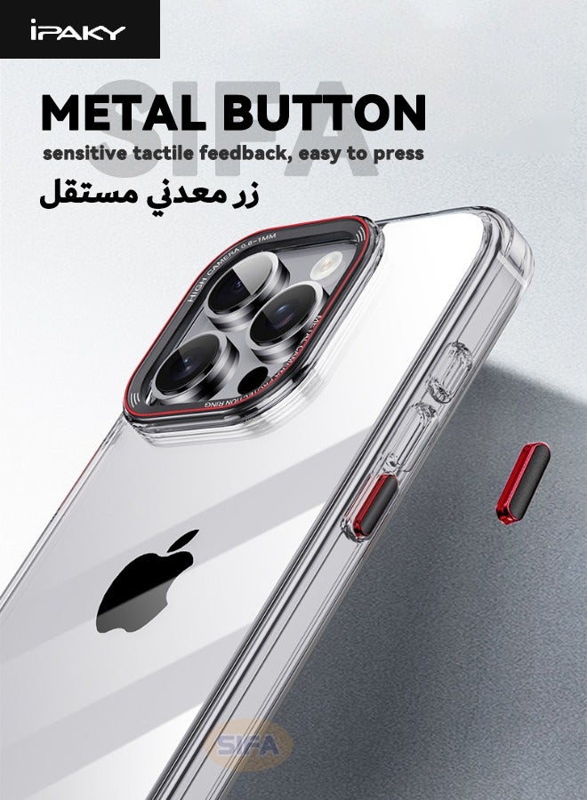 إيباكي حافظة iPhone 16 Pro مع حلقة واقية للعدسة المعدنية، [مضادة للسقوط] [مضادة للانفجار] [بصمة إصبع غير لاصقة] حافظة صلبة بأزرار معدنية لهاتف Apple iPhone 16 Pro 2024، شفافة - Image 4