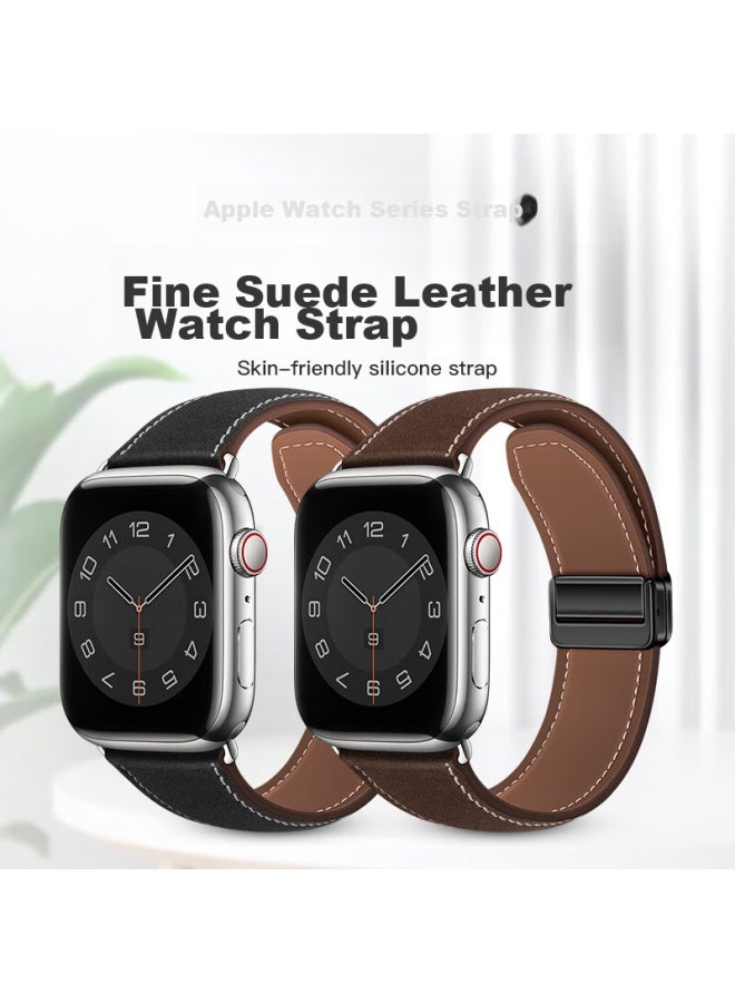 Bho Suitable For Apple Watch Band, New Apple Watch 10/ultra Band, Genuine Leather Iwatch S9/8/7/6/5/se Band, Fine Velvet Genuine Leather Strap - Image 2