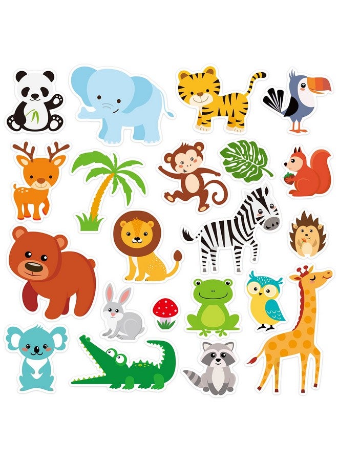 Tevxj 20 قطعة ملصقات جيل سميكة لحيوانات الغابة لزينة النوافذ للأطفال والرضع والبالغين في المنزل والطائرة والفصل الدراسي ورياض الأطفال وحديقة الحيوانات لوازم الحفلات الزينة - Image 1