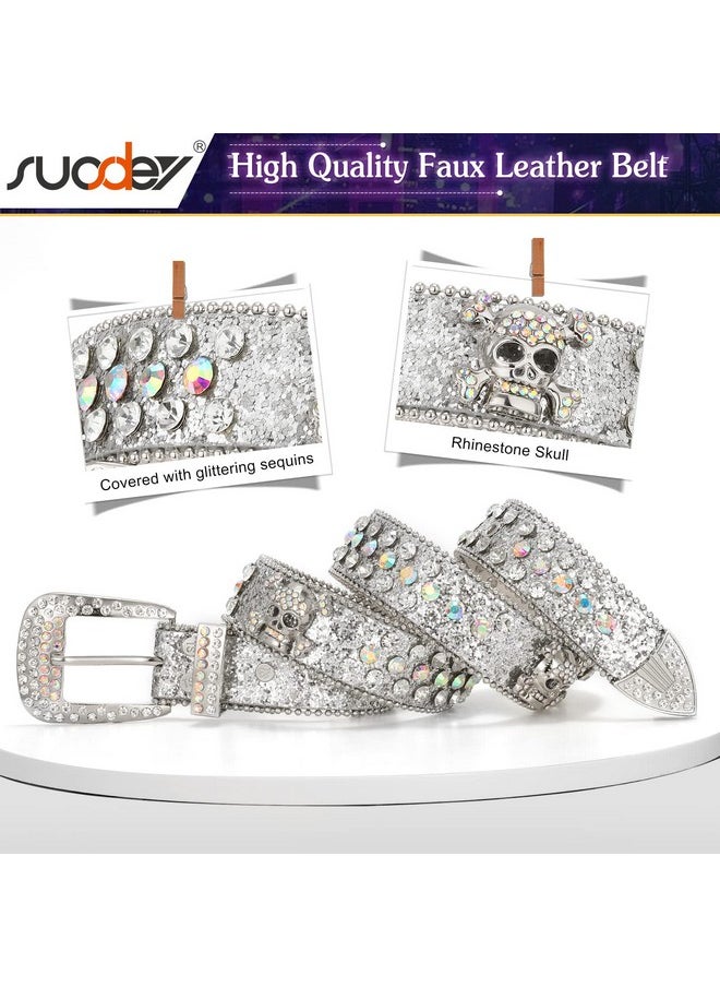 Skull Rhinestone Belt For Men Women Sparkly Bling Diamond Sequin Studded Belt Western Cowgirl Cowboy Belt Silver - pzsku/ZBD1F0531D66CD9F9A181Z/45/_/1718268009/559e3793-5c80-432b-93bb-afaac40f28d8