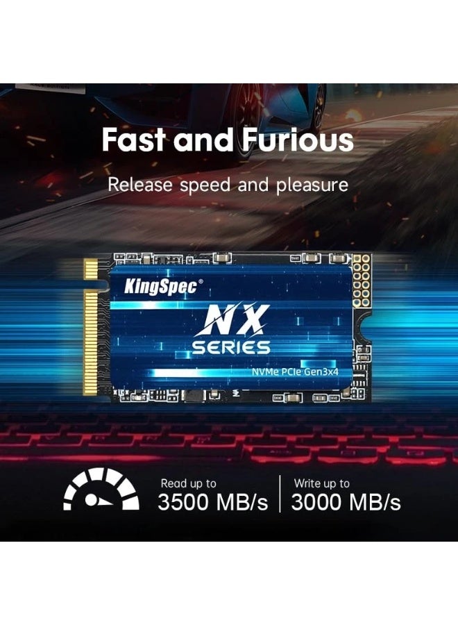 KingSpec 512GB M.2 2242 NVMe PCIe 3.0 x4 Internal SSD – Up to 3500MB/s Read Speed, 3D NAND, NVMe 1.3, High-Speed Solid State Drive for Laptop, Mini PC & Handheld Gaming Devices - Image 2