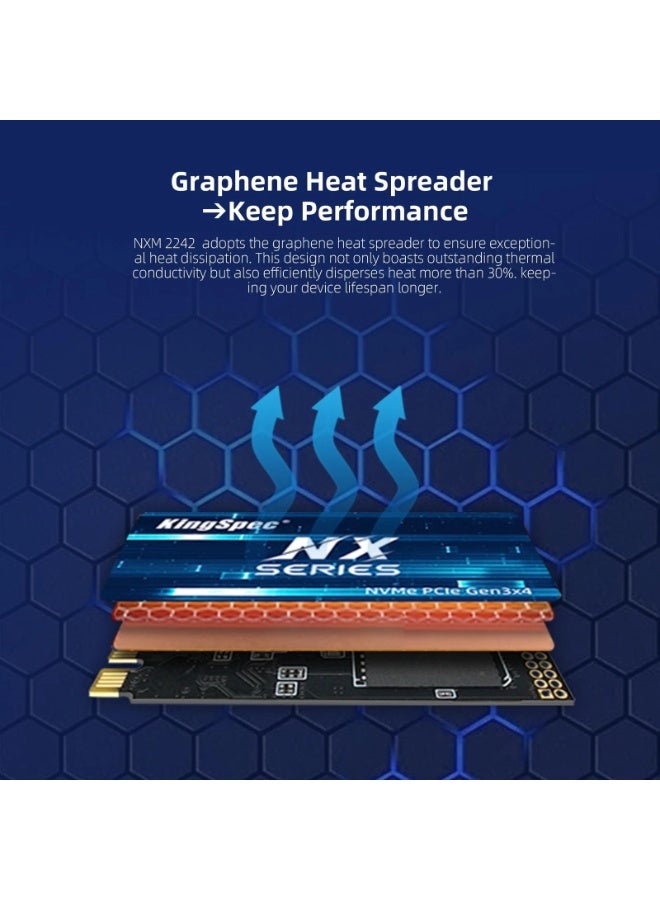 KingSpec 512GB M.2 2242 NVMe PCIe 3.0 x4 Internal SSD – Up to 3500MB/s Read Speed, 3D NAND, NVMe 1.3, High-Speed Solid State Drive for Laptop, Mini PC & Handheld Gaming Devices - Image 4