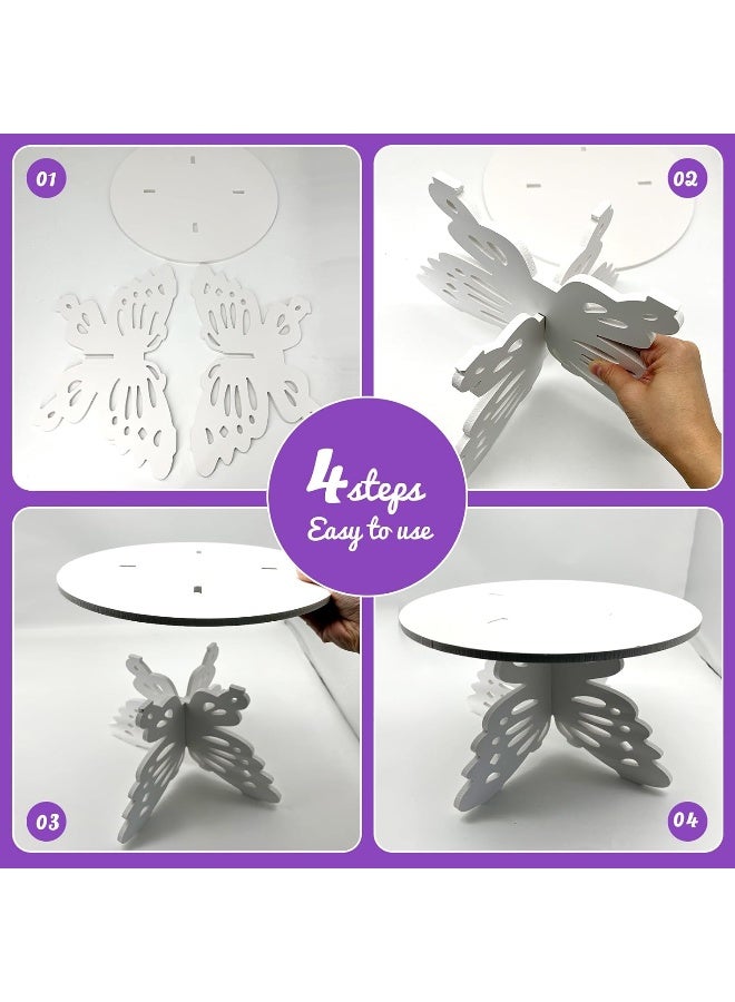 TPGP 12" Butterfly Cake Stand Butterfly Pvc Cake Decorations With Engraved Butterflies Cake Stands For Dessert Table Wedding Birthday Party (2 Pcs)  - Image 3