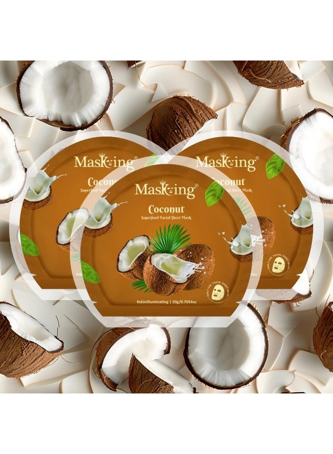 MasKing Superfood Coconut Sheet Mask for Skin Brightening, Hydrating for Women and Men, Pack of 3 - Image 2