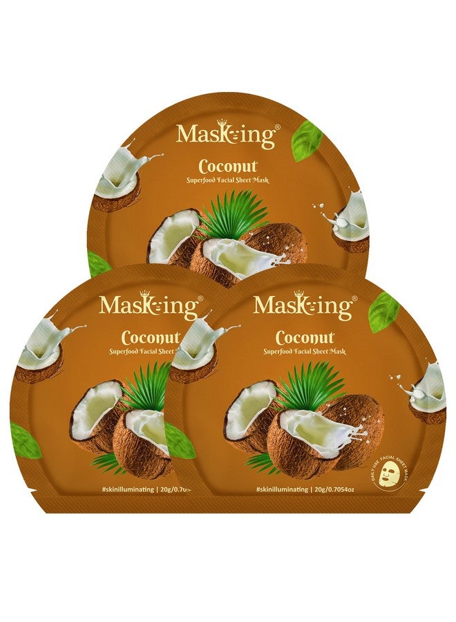 MasKing Superfood Coconut Sheet Mask for Skin Brightening, Hydrating for Women and Men, Pack of 3 - Image 1