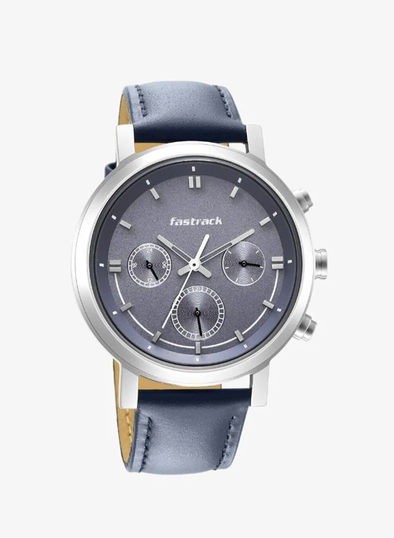 fastrack Men's Leather Analog Watch 3287SL01 - 46 mm