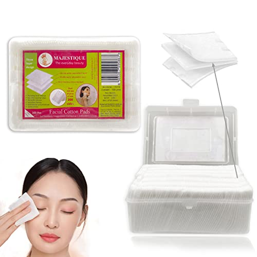 Majestique 100Pcs Soft Touch Facial Cotton Pads | Ultra-Absorbent Makeup Remover & Nail Polish Wipes | Gentle Cosmetic Cleansing Pads for Skin Care & Toner Application | Lint-Free & Durable - Image 1