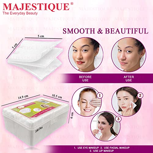Majestique 100Pcs Soft Touch Facial Cotton Pads | Ultra-Absorbent Makeup Remover & Nail Polish Wipes | Gentle Cosmetic Cleansing Pads for Skin Care & Toner Application | Lint-Free & Durable - Image 2