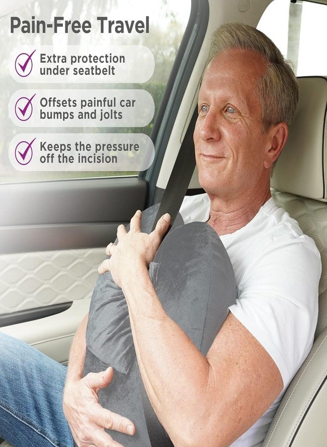 Zomaple Open Heart Surgery Pillow + 2 Gel Pack, Grey - Eases Chest Pressure for Calmer Rides & Rest - Hot/Cold Comfort, Torso Support, Cover Included - Gift-Ready Heart Pillow for After Heart Surgery - Image 2