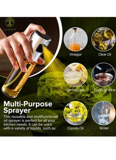 LIVVY Olive Oil Spray Bottle for Air Fryer (Premium Quality-2PCS) – 100ml Refillable Glass Oil Sprayer for Cooking, Baking & Grilling – Leakproof Dispenser for Frying, Roasting, BBQ, Vinegar & Soy Sauce  - Image 5