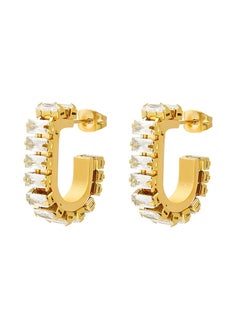 KAAF CREATIONS Kaaf creations 18K gold plated Stainless steel Earrings for women and girls, Intensity,Size 2,3 x 0,5 cm.cubic zirconia.hypoallergenic, long lasting and does not tarnish.  - Image 1
