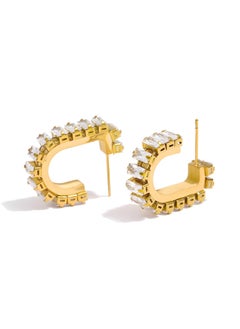 KAAF CREATIONS Kaaf creations 18K gold plated Stainless steel Earrings for women and girls, Intensity,Size 2,3 x 0,5 cm.cubic zirconia.hypoallergenic, long lasting and does not tarnish.  - Image 2