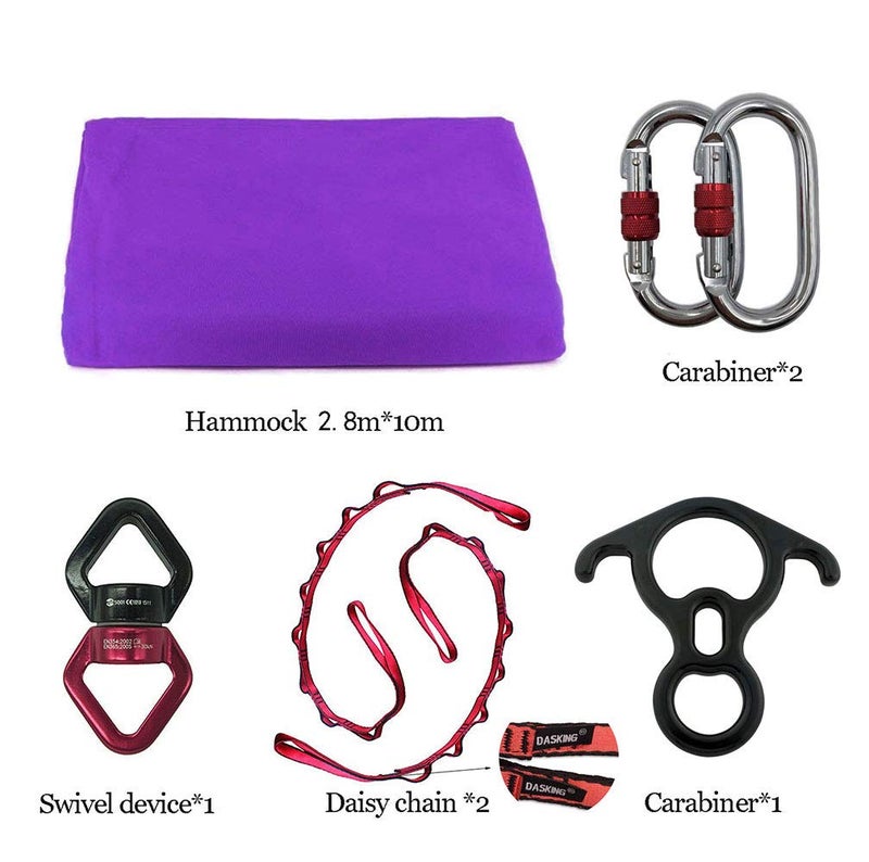 Dasking Aerial Silks Starter Kit - Durable 11Yards of Aerial Yoga Hammock with Hardware, Aerial Swing for Acrobatic Flying Yoga & All Levels (Aerial Rigging Point Up to 14ft) - Image 2