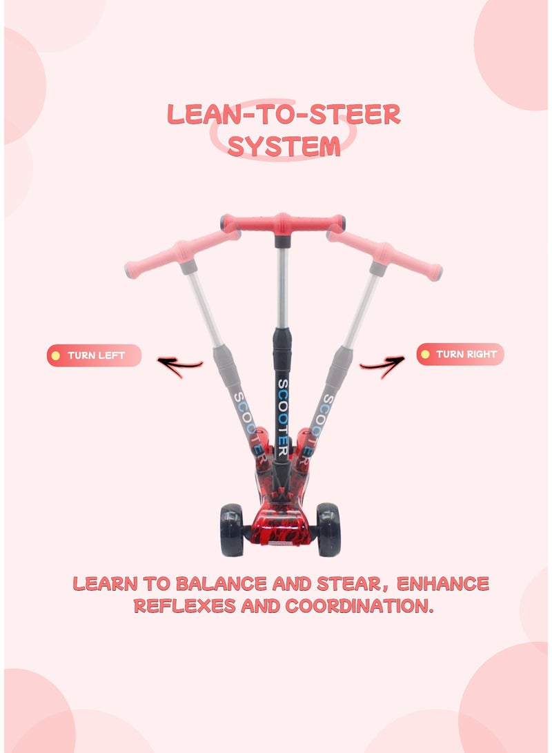 EASY FUTURE Foldable 3 Wheel Kick Scooter for Boys & Girls – Light-Up LED Wheels, Bluetooth Music, Water Spray Smoke Effect – Safe Lean to Steer, for Ages 3 to 14 Including Protective Gear Set - Image 5