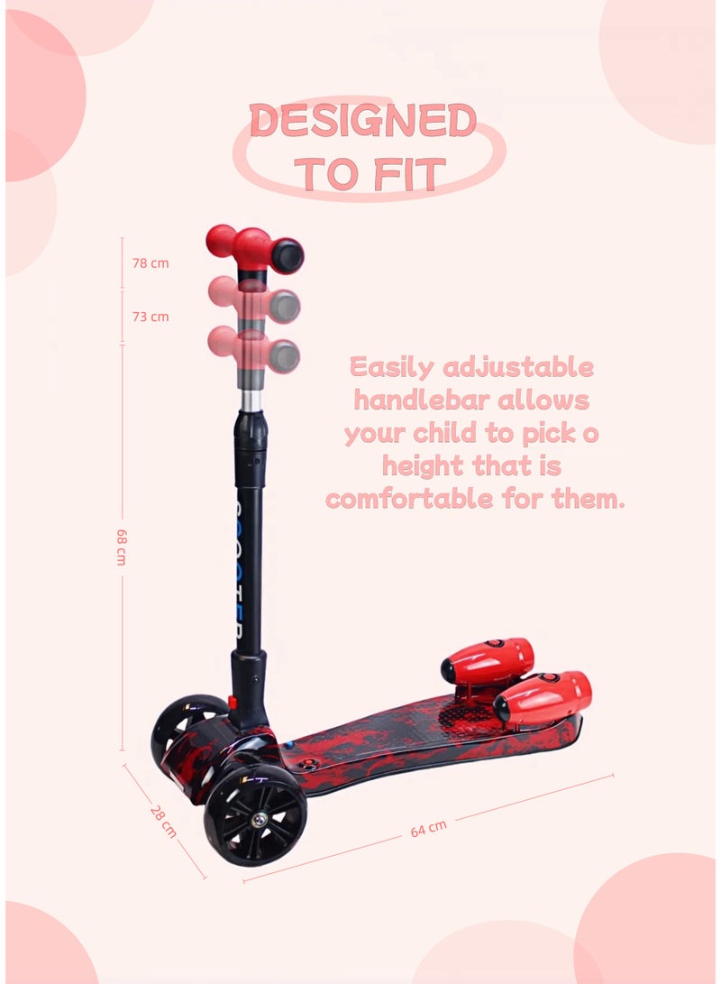 EASY FUTURE Foldable 3 Wheel Kick Scooter for Boys & Girls – Light-Up LED Wheels, Bluetooth Music, Water Spray Smoke Effect – Safe Lean to Steer, for Ages 3 to 14 Including Protective Gear Set - Image 4