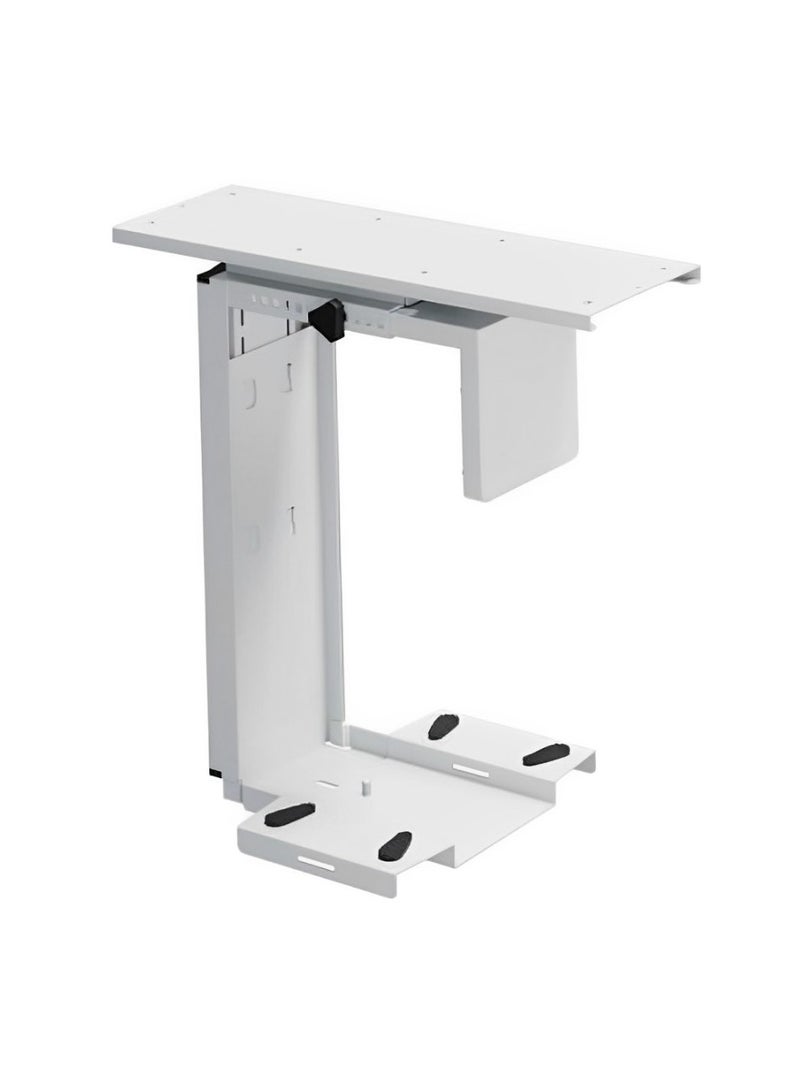 WORKSPACE Adjustable Under-Desk CPU Holder with 360 Degree Swivel for Workspace Home Work Desk Set-Up - White - Image 1