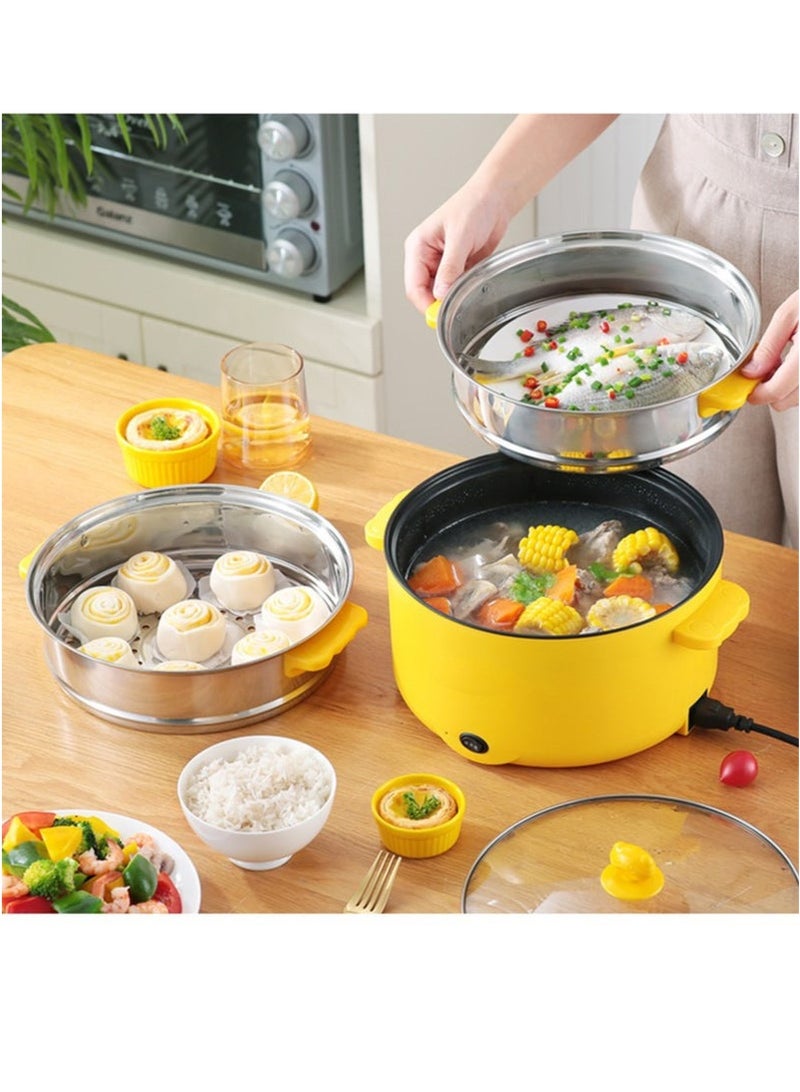 Gasin 2.5L Multifunctional Mini Electric Cooker 400-1000W Non-stick Coating Portable Travel Pot Electric Frying Pan Hot Pot Fast Noodle Pot Fried Steak Egg Soup Pot - Image 2