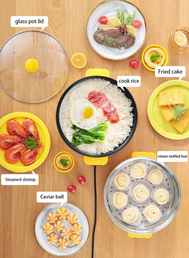 Gasin 2.5L Multifunctional Mini Electric Cooker 400-1000W Non-stick Coating Portable Travel Pot Electric Frying Pan Hot Pot Fast Noodle Pot Fried Steak Egg Soup Pot - Image 4