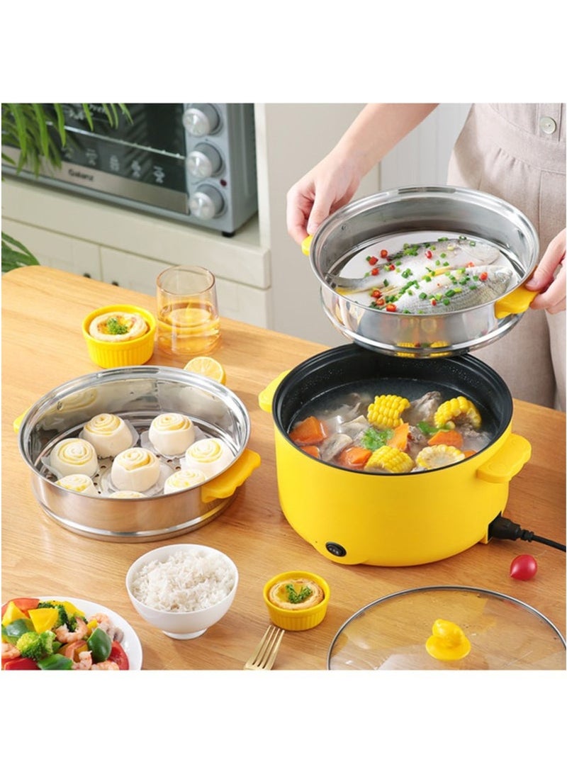Gasin 2.5L Multifunctional Mini Electric Cooker 400-1000W Non-stick Coating Portable Travel Pot Electric Frying Pan Hot Pot Fast Noodle Pot Fried Steak Egg Soup Pot - Image 5