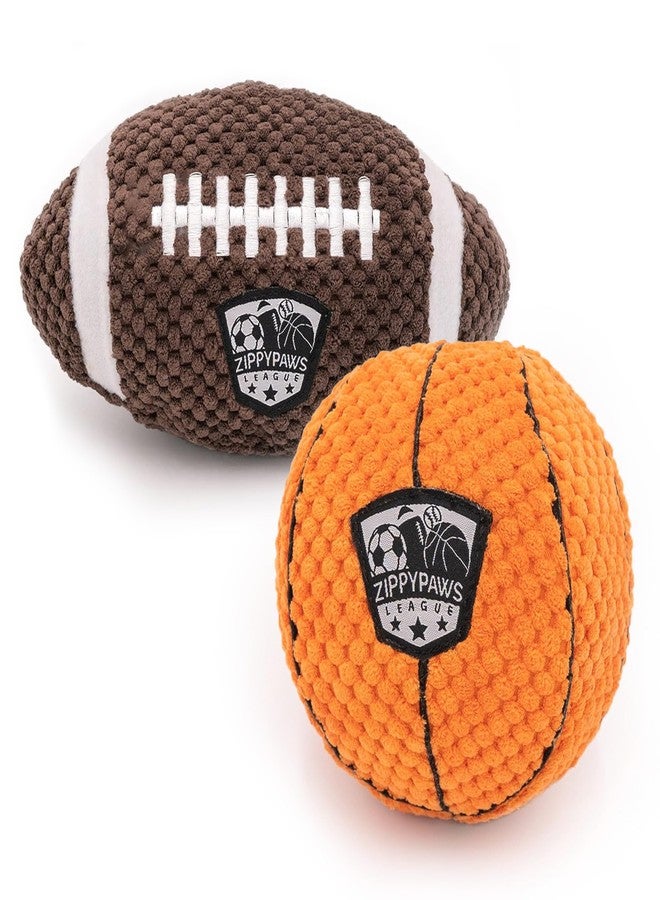 ZippyPaws SportsBallz - ألعاب تصدر صوتاً للكلاب لإبقائها مشغولة، دمية قطيفة مرحة للكلاب الصغيرة والمتوسطة والكبيرة، لعبة جرو محشوة لطيفة، منتجات حيوانات أليفة، هدية لجميع السلالات - كرة القدم وكرة السلة