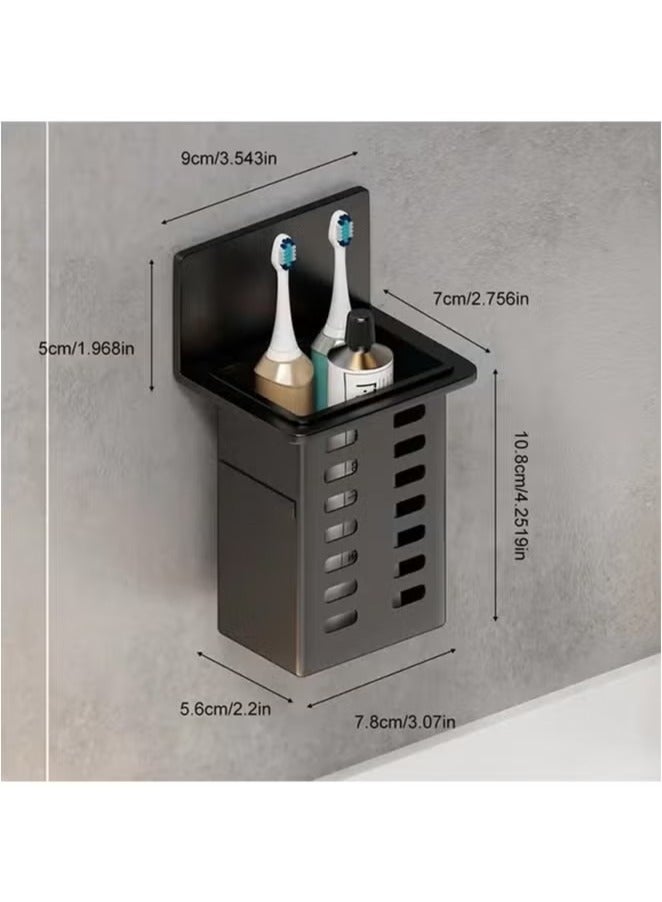 Hoasis 3-Piece Toothpaste Holder, Toothbrush Holder, Wall Mounted Storage Box, Bathroom Toiletries Shelf, Traceless Installation, Bathroom Accessories - Image 2