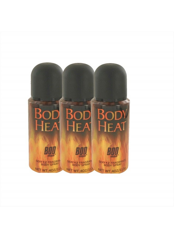 Parfums de Coeur Bod Man Body Heat Sexy X2 Fragrance Body Spray 4 oz Men (Pack of 3) - Image 1