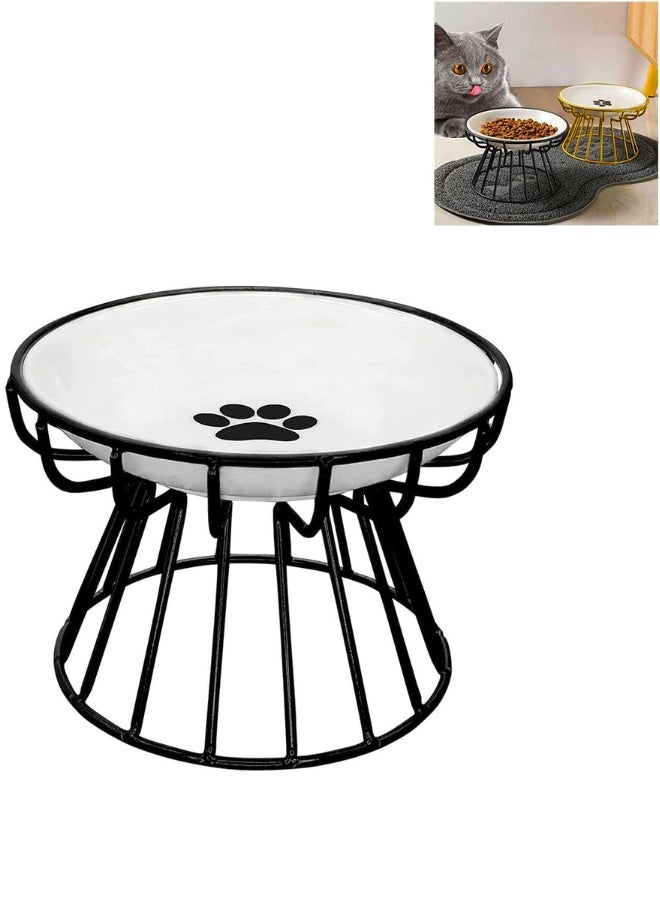 Chase Up 2023 New Whisker-Friendly Anti-Vomit Cat Plate, Elevated Bowl-Raised Ceramic Cat Bowl with Metal Stand, Food & Water Anti Vomiting Shallow Ceramic Dish for Cat and Small Dogs - Image 2