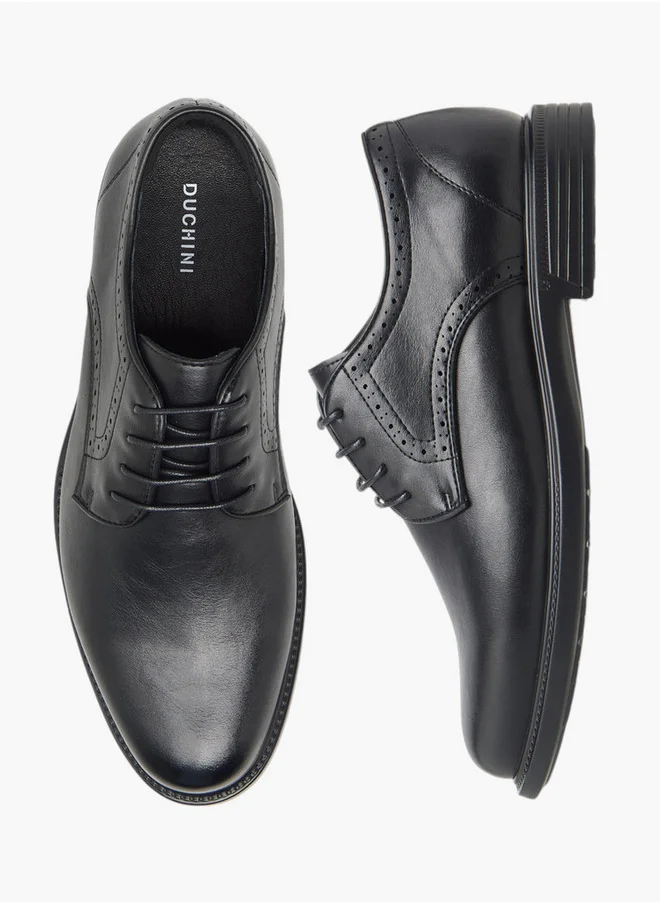 DUCHINI Men's Textured Derby Shoes with Lace-Up Closure