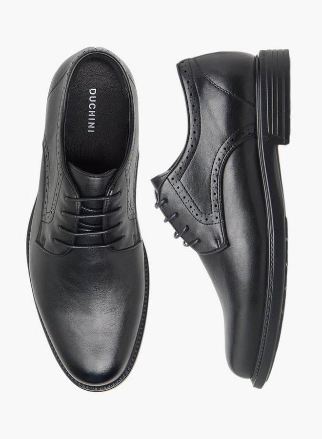 DUCHINI Men's Textured Derby Shoes with Lace-Up Closure  - Image 1