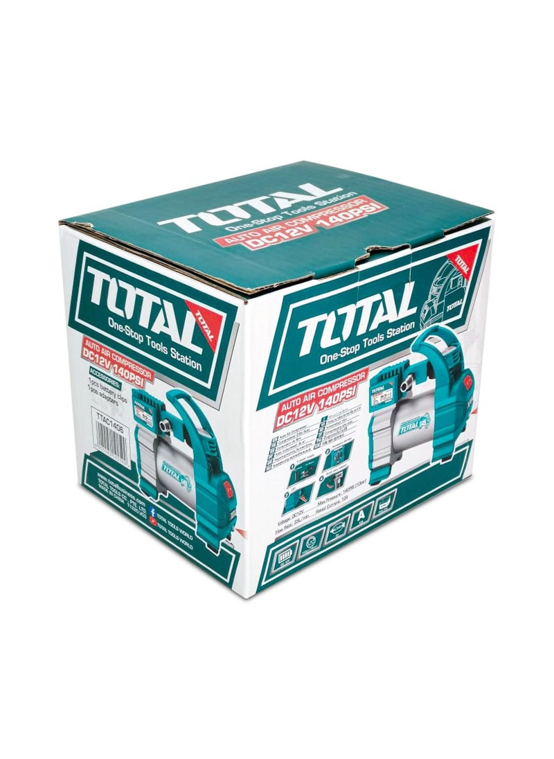توتال - منفاخ إطارات السيارات عالي الجودة من T.O.T.A.L، 140 رطل/بوصة مربعة / 12 فولت تيار مستمر / 35 لتر/دقيقة / 10 أمبير، الطراز: TTAC1406 - Image 1