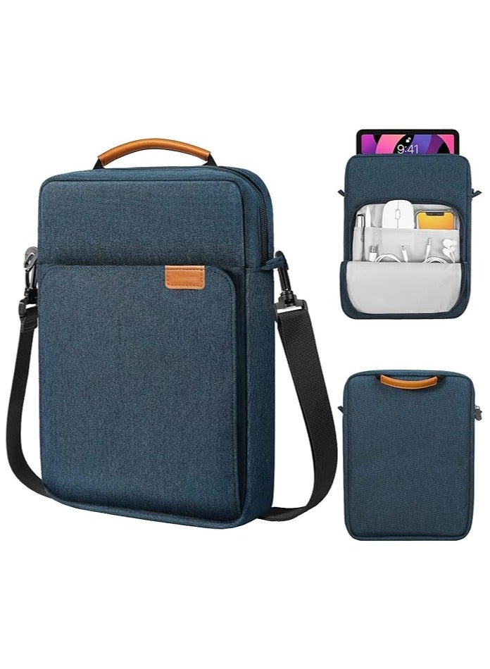 Green Tiger 9-11 Inch Tablet Sleeve Bag, Fits for iPad air 5 10.9" 2022, iPad Pro 11 M2 2022-2018, iPad 10th 10.9, Air 4 10.9, Tab S8 2022, Handle Carrying Case with Shoulder Strap (Dark Blue) - Image 1