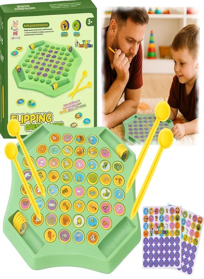 Sukan Tex Flip and Magic Chess Memory Matching Board Game, Hexagonal Green Plastic, 2-4 Players, Educational Puzzle, Ages 2+